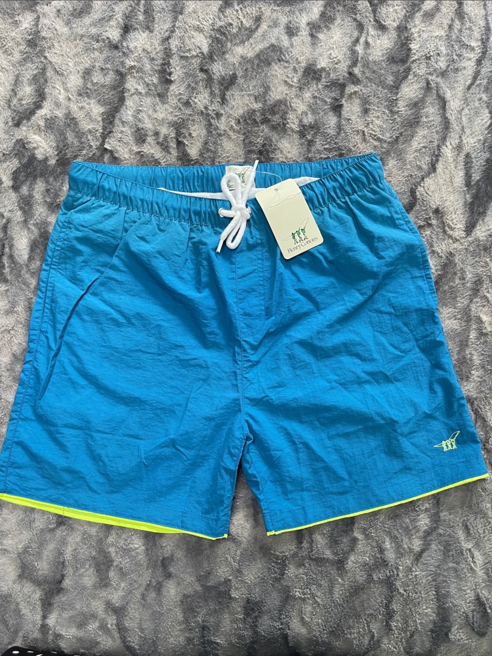 Henry Cotton's Bright Blue Swim Trunks with Lime Trim